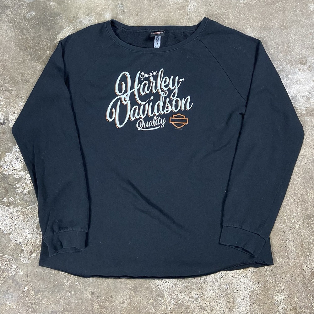 Harley Davidson Lightweight Sweatshirt Women's Size XXL Black Crewneck Silverton